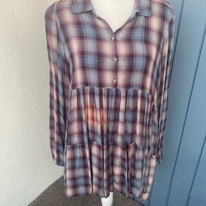 Plaid Button-Up Women's Dress
